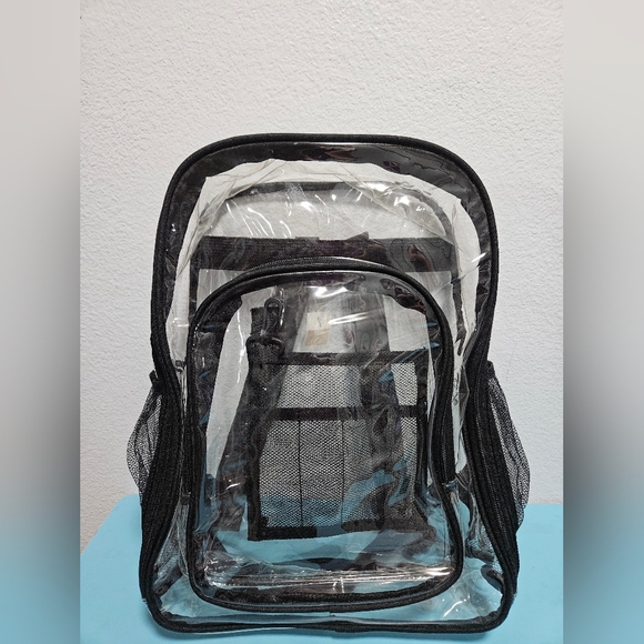 Handbags - Clear Backpack with Black Trim